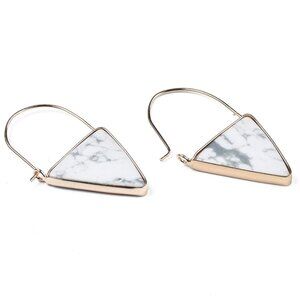 Boho Howlite Triangle Dangle Hoop Earrings Brass, Drop Earrings Mix&Match 2/$10